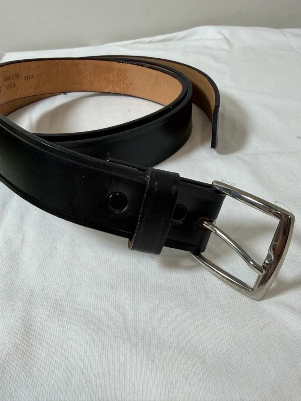 Sears Genuine Leather Cowhide Big & Tall Size 55W Genuine Black Leather Belt